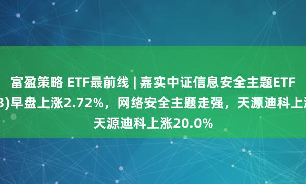 富盈策略 ETF最前线 | 嘉实中证信息安全主题ETF(159613)早盘上涨2.72%，网络安全主题走强，天源迪科上涨20.0%