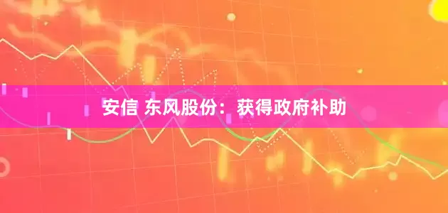 安信 东风股份：获得政府补助